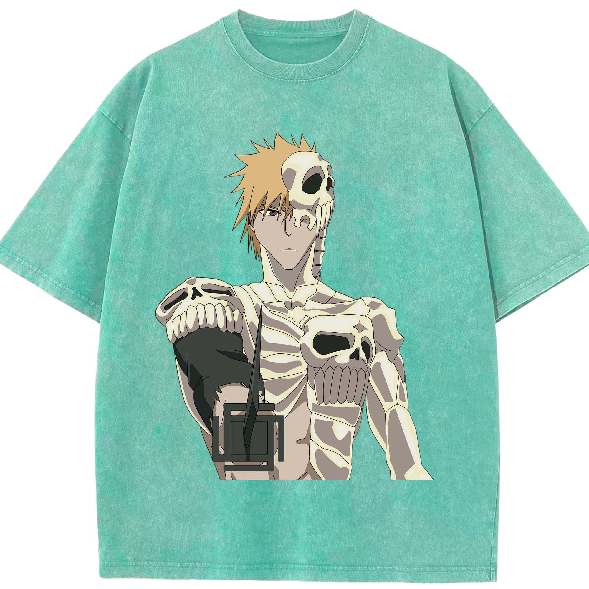 （画像用） ブリーチ 黒崎一護（くろさき いちご）BLEACH Kurosaki Ichigo 綿100% ヴィンテージ風 半袖Tシャツ（フロントプリント）